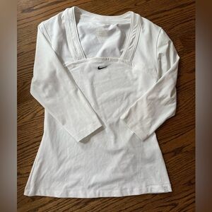 Nike White Dri-FIT Long Sleeve Top
